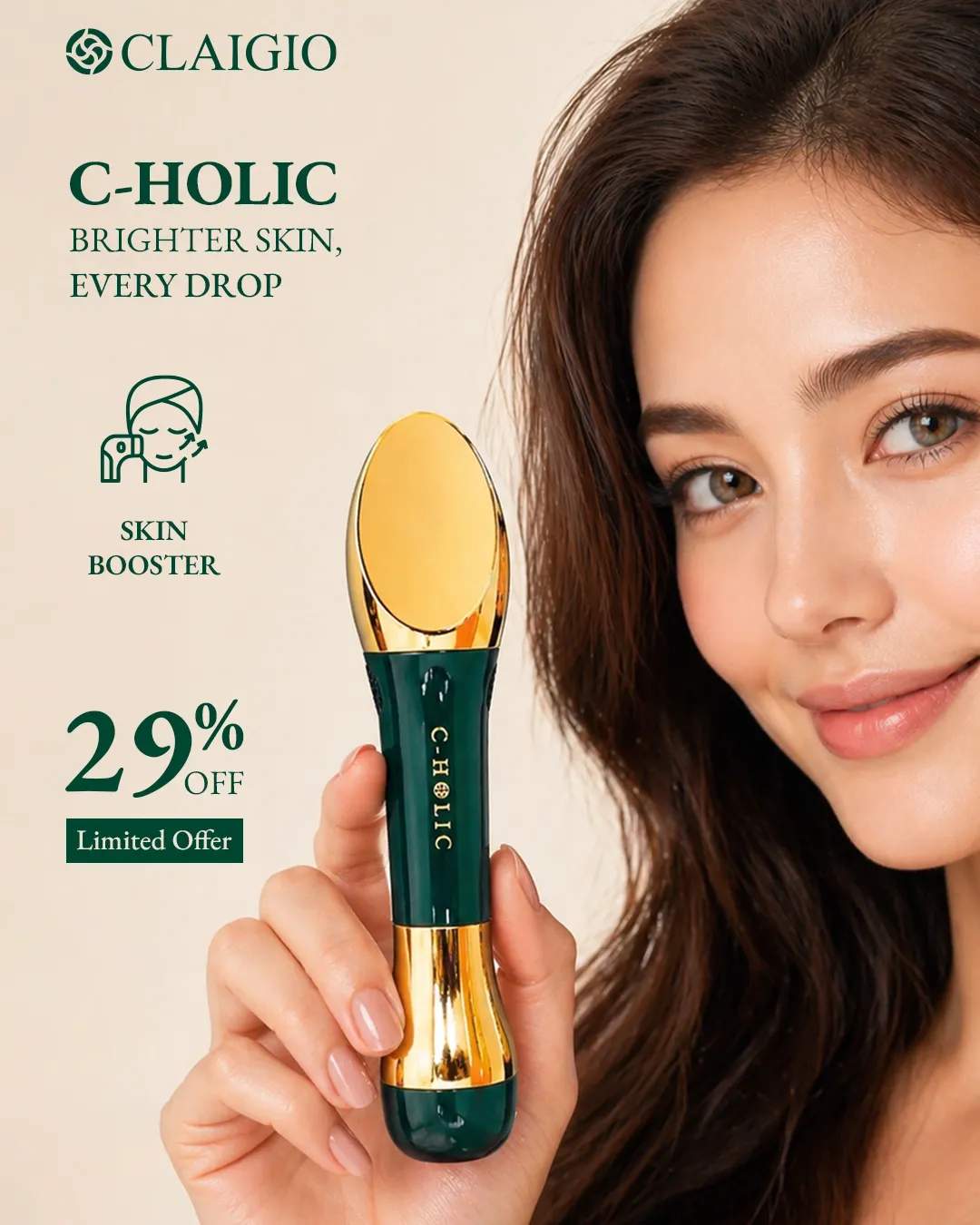 C-Holic Skin Booster Beauty Device Ionic Galvanic Deep Care 
