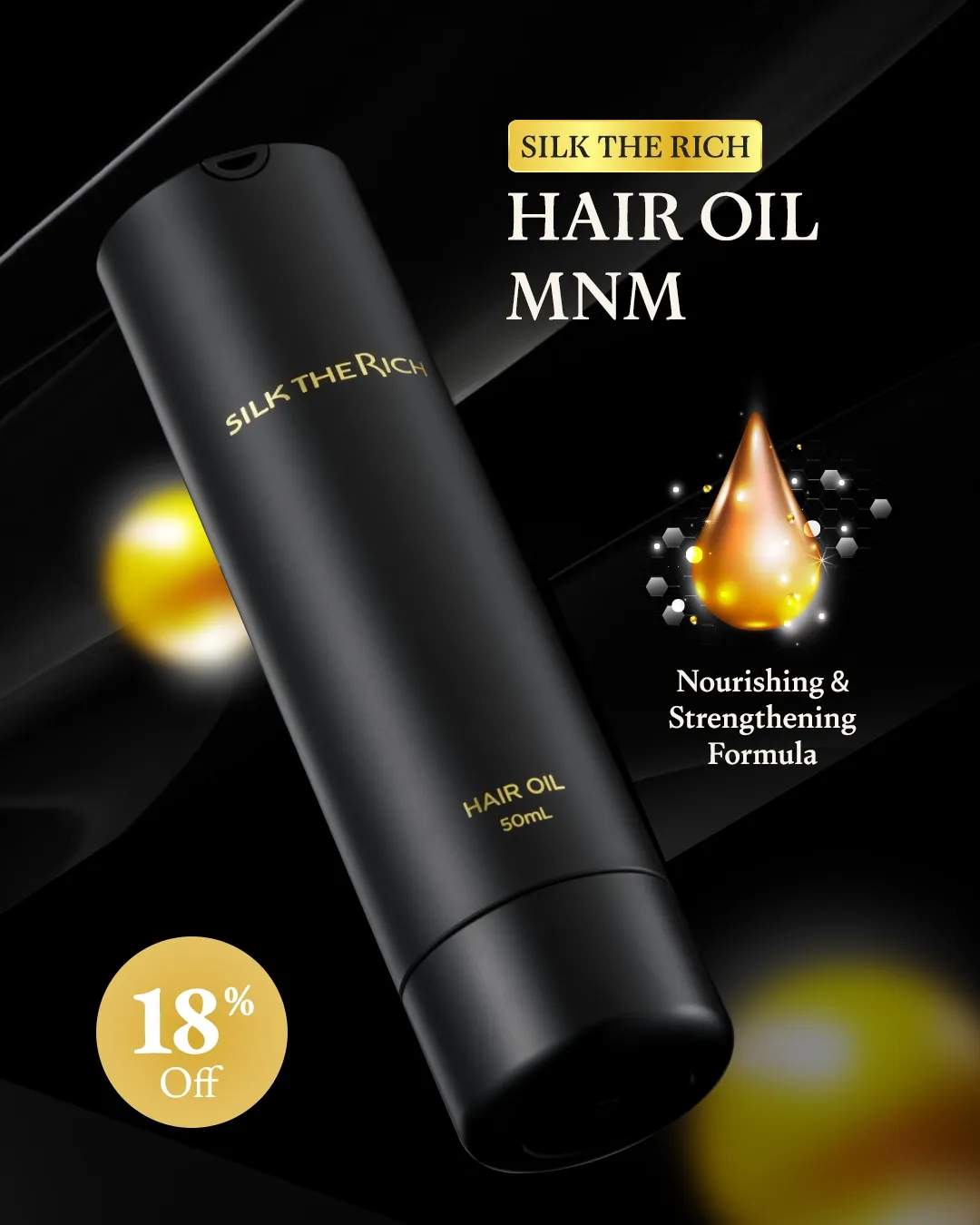 SILK THE RICH black MNM Volumizing Hair Oil