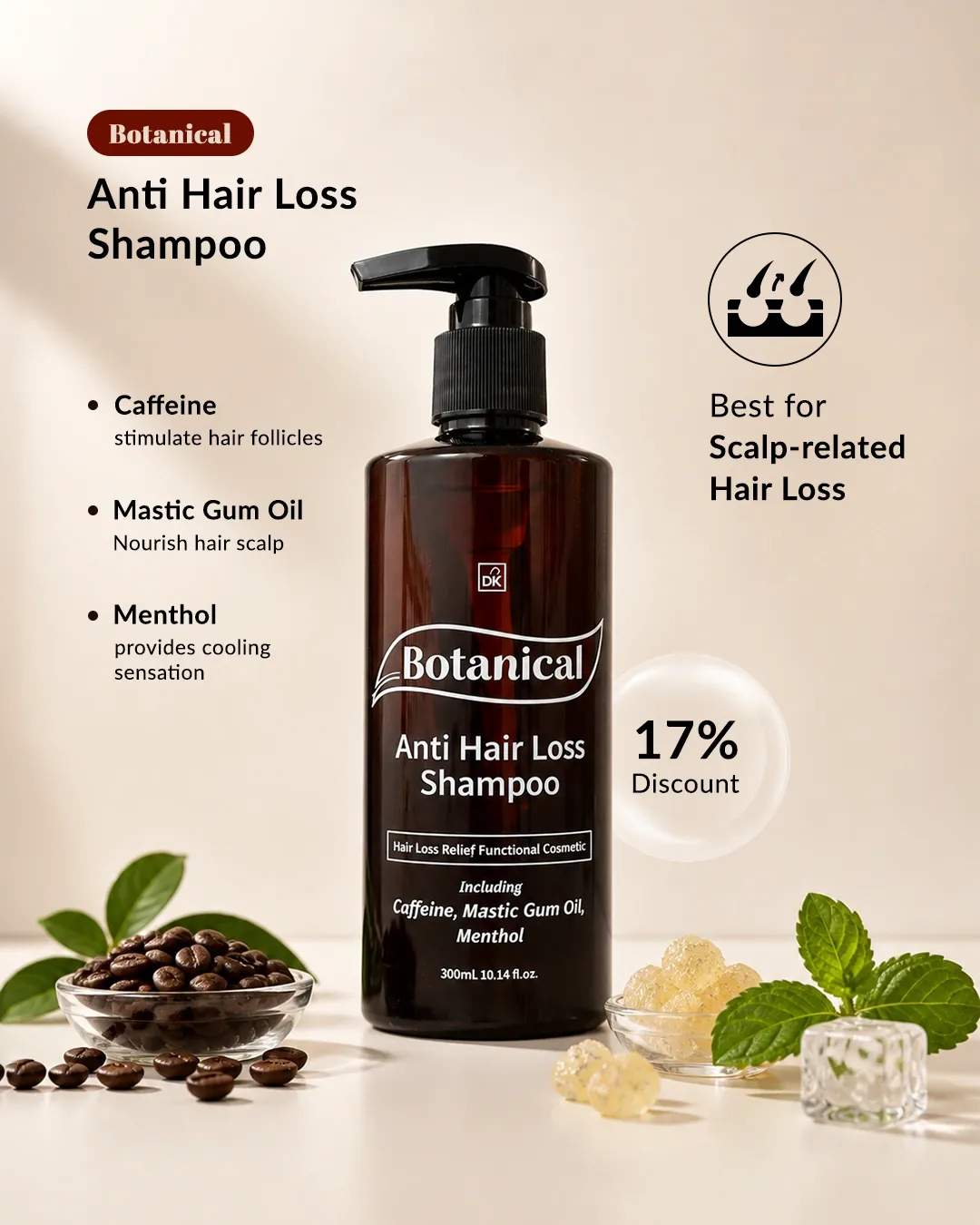 Botanical Anti Hair Loss Shampoo 300ml Hair Growth Shampoo