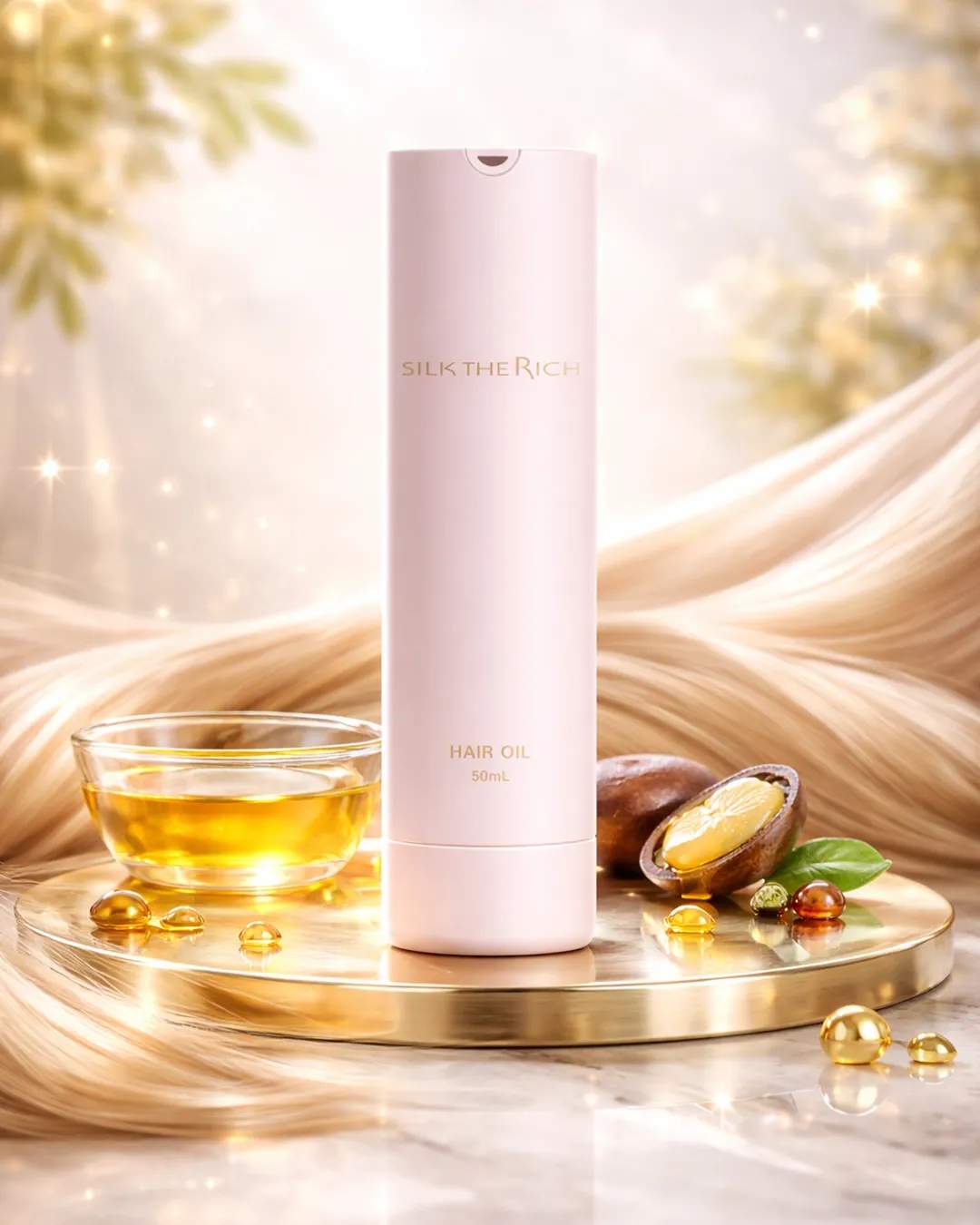 SILK THE RICH pink Hair Oil URB Deep Nourishing Oil Shiny Hair